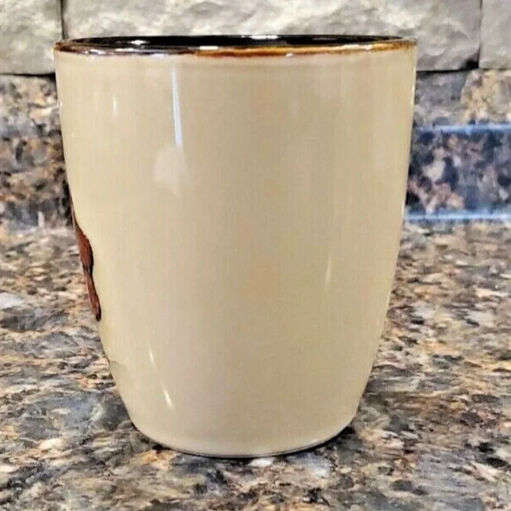 Pfaltzgraff Studio ASTER Coffee Tea Mug Cup Red Flower on Beige Brown Inside
